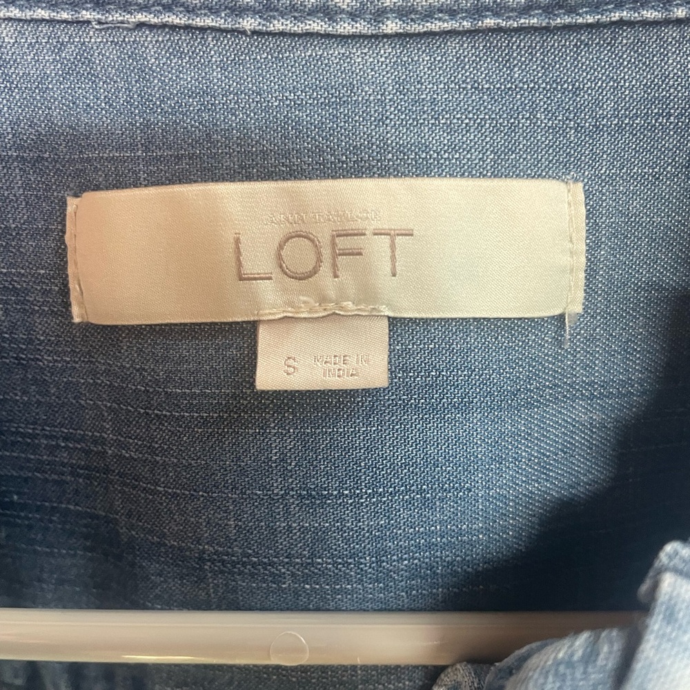 LOFT Ruffled Denim Mini Dress - Picture 8 of 8